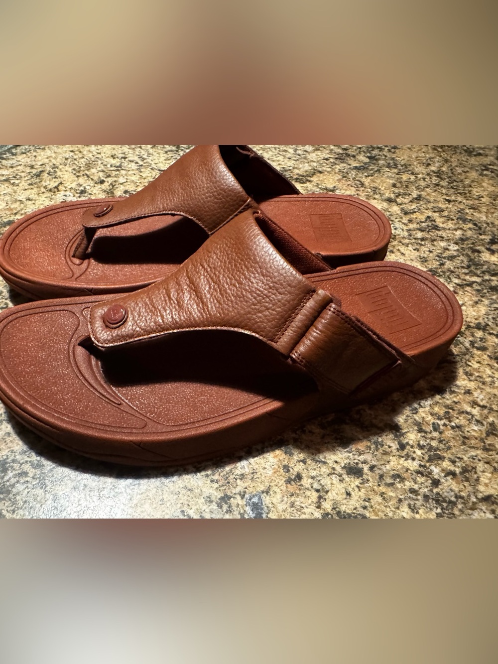 Men's Fitflop Mens Trakk II Brick Red Slip-On Thong Sandals Shoes Sz 13 leather